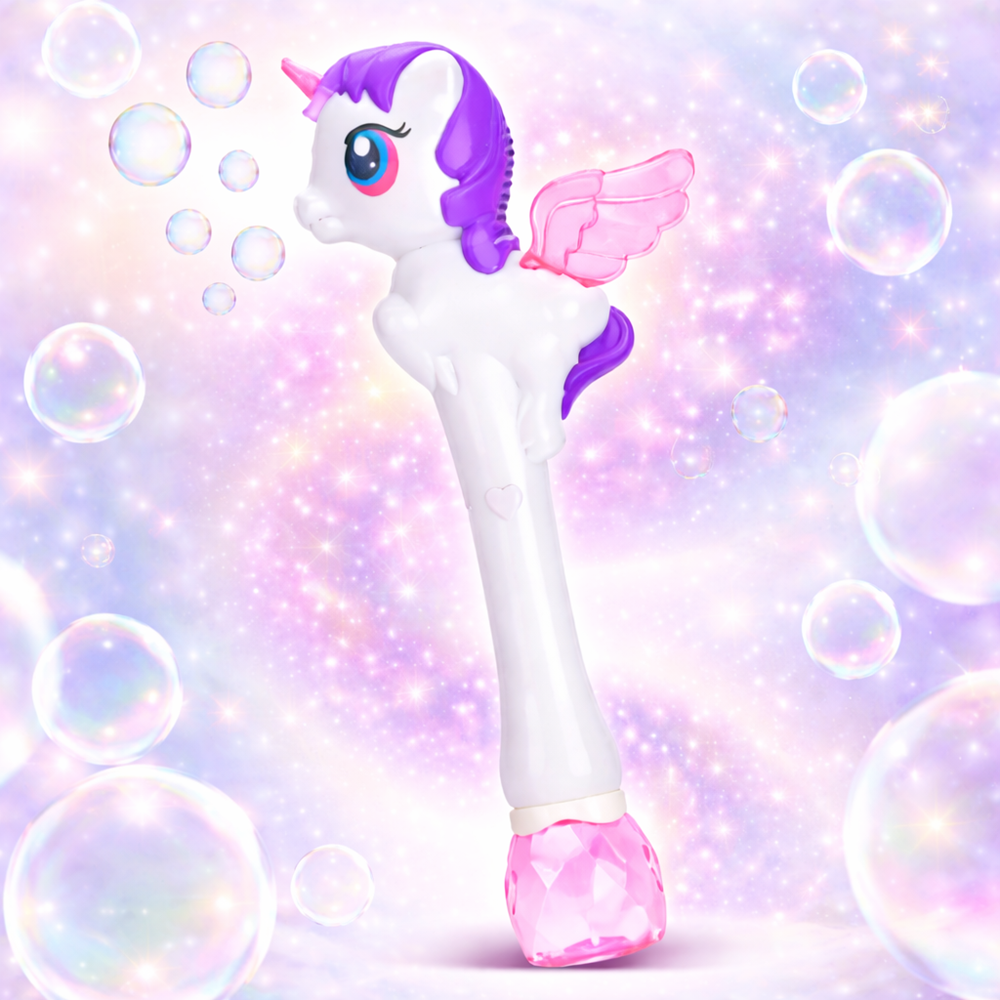 Bubble Wand unikornis buborékfújó pálca – elemes automata szappanbuborék játék gyerekeknek, fehér (BBJ) 1 (2)