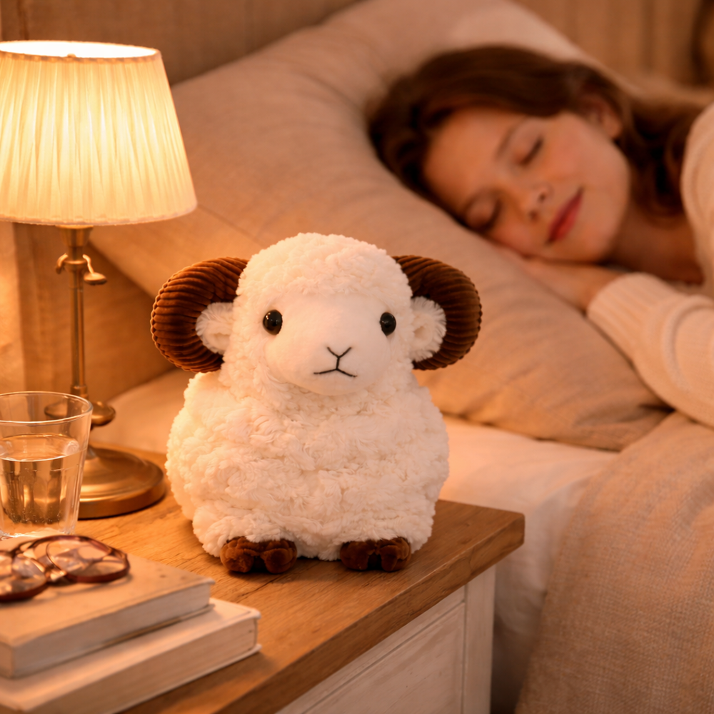 BundiKos fehér plüss kos – selymes tapintású, bájos plüss figura gyerekeknek és ajándéknak (BBJ) 4