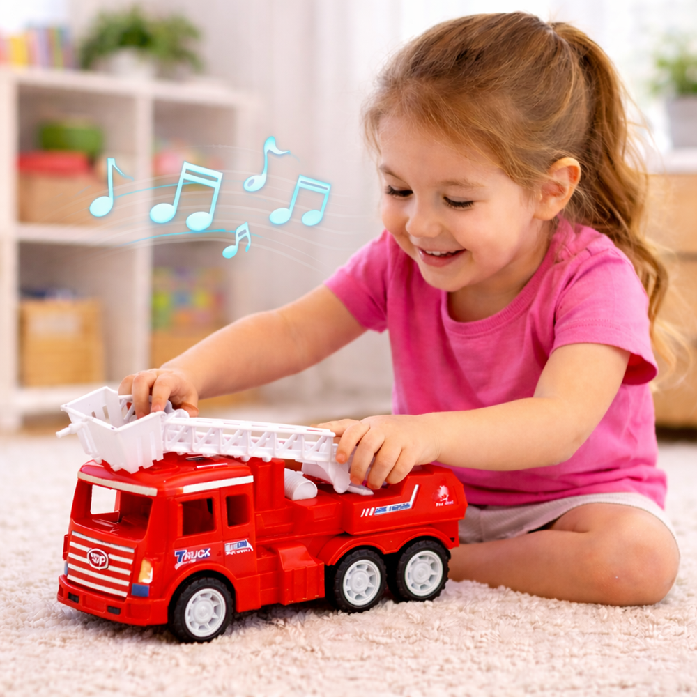 IgniTruck szirénázó és világító tűzoltó autó játék – 6 kerekű mentő jármű hang- és fényhatásokkal gyerekeknek (BBJ) 4