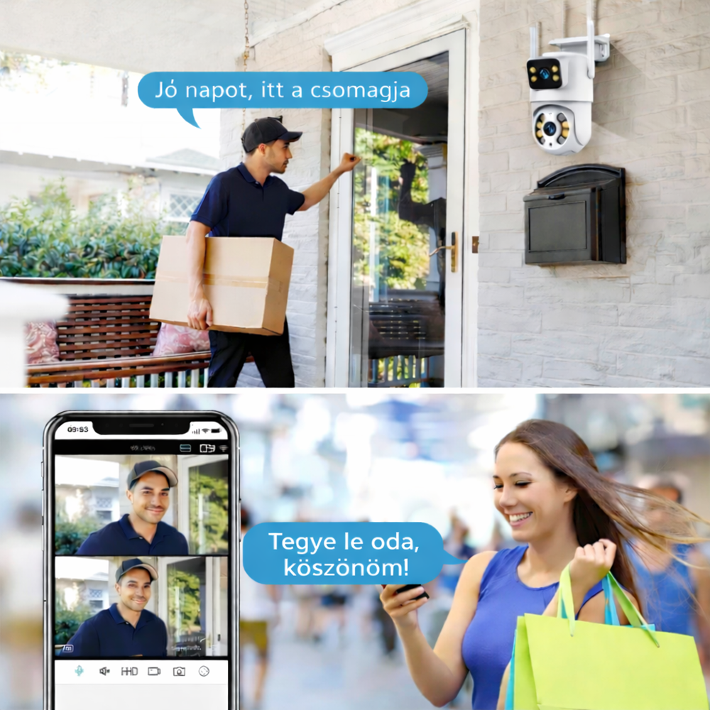 Immax NEO okos kültéri biztonsági kamera – dupla szenzoros WiFi PTZ kamera 355° forgatás, 2×2MP ONVIF támogatással (BBD) 3