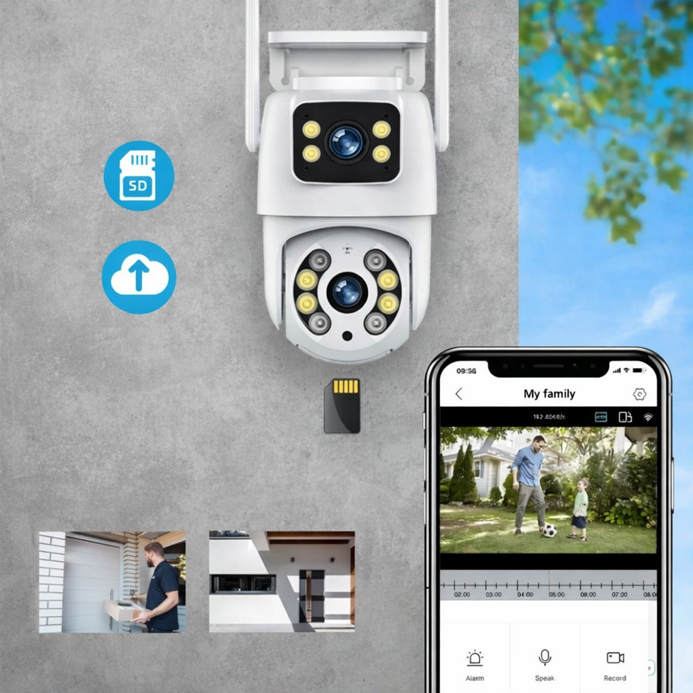 Immax NEO okos kültéri biztonsági kamera – dupla szenzoros WiFi PTZ kamera 355° forgatás, 2×2MP ONVIF támogatással (BBD) 6