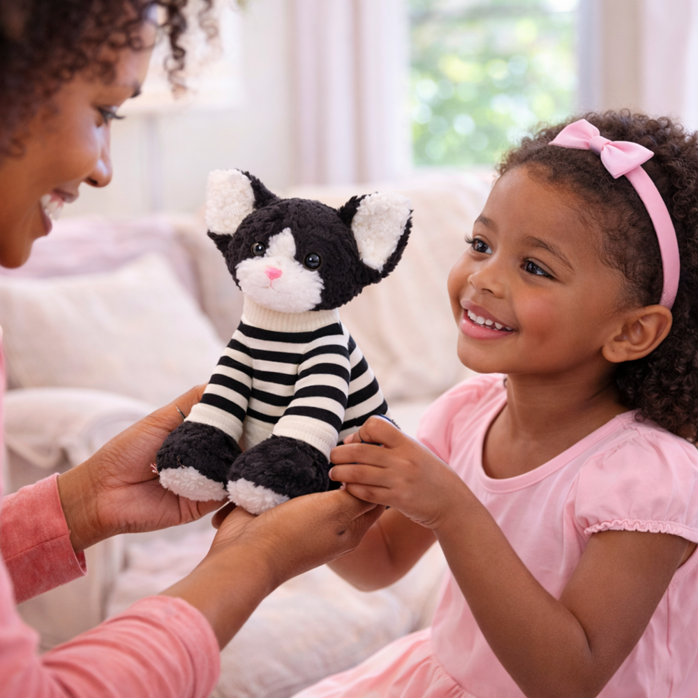 Loock Series plüss cica – puha, ölelhető macska plüss játék gyerekeknek és ajándéknak (BBJ) 3