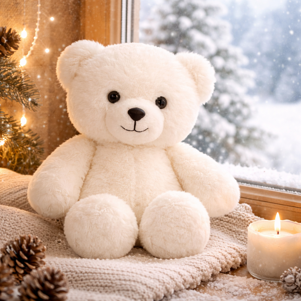 PiheMackó fehér plüss maci – puha, ölelhető teddy mackó gyerekeknek és ajándéknak (BBJ) 5