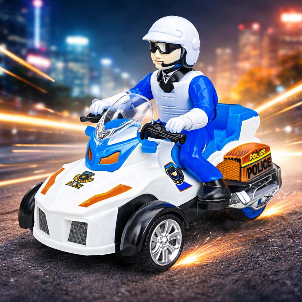 PoliceRider akkumulátoros rendőr motor játék hanggal és fénnyel rendőr figurával gyerekeknek (BBJ) 5