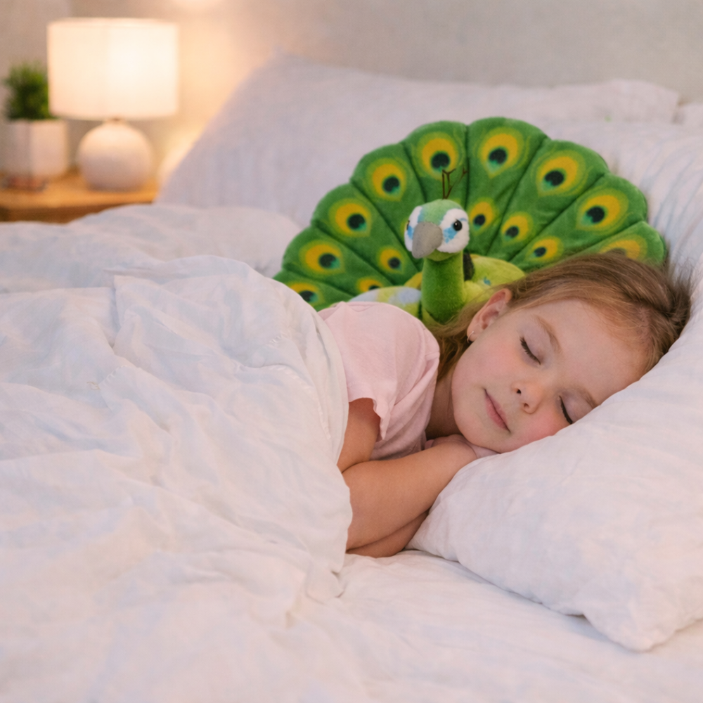 Prémium zöld plüss páva párna – dekoratív, puha díszpárna lakásdekorációhoz és ajándéknak (BBJ) 5