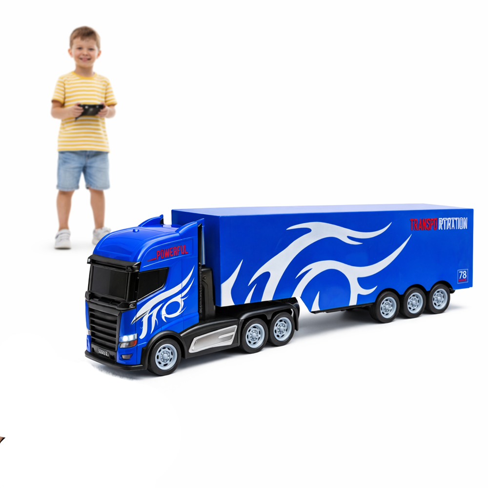 Távirányítós kék kamion pótkocsival 116 – amerikai stílusú RC teherautó gyerekeknek (BBJ) 1